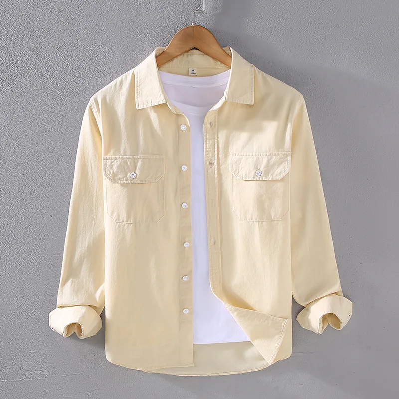 2305 Spring Heavy Weight Pure Cotton Shirts Jackets For Men Handsome Cargo Style Casual Simple Solid Color Long Sleeve Coat Tops
2305 Spring Heavy Weight Pure Cotton Shirts Jackets For Men Handsome Cargo Style Casual Simple Solid Color Long Sleeve Coat Tops