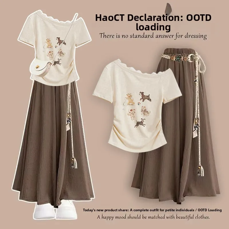 Korean Style Summer Outfit Short Sleeve T-Shirt Set Shoulder Width Regular Length Casual Breathable Cotton Print Pattern
Korean Style Summer Outfit Short Sleeve T-Shirt Set Shoulder Width Regular Length Casual Breathable Cotton Print Pattern