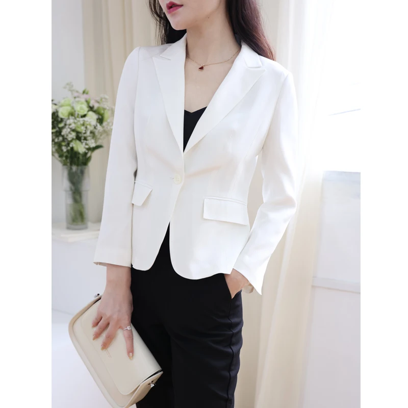Silk Suiting Women's Slim Fit Short Jacket Pure Color Commute Style Spring Summer Nine Sleeve Length Regular Version XZ038
Silk Suiting Women's Slim Fit Short Jacket Pure Color Commute Style Spring Summer Nine Sleeve Length Regular Version XZ038