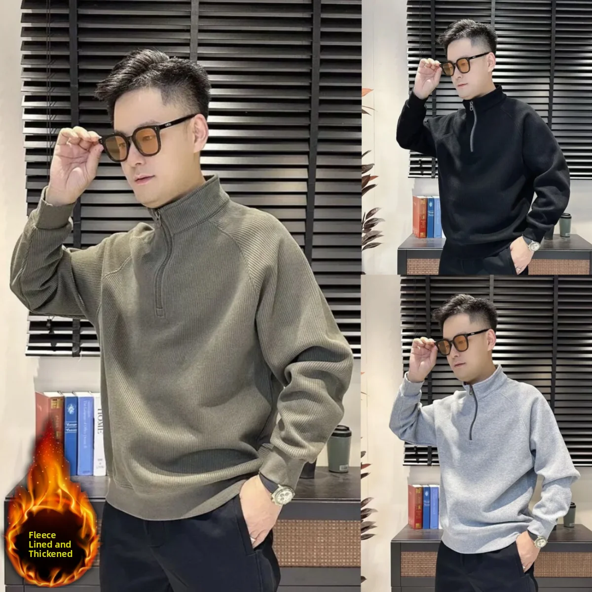 Men's Autumn Winter Thiened Fce Lined Zip up Hoodie Stand Collar Sweatirt Warm Pure Color Top Youth Casual Faion
Men's Autumn Winter Thiened Fce Lined Zip up Hoodie Stand Collar Sweatirt Warm Pure Color Top Youth Casual Faion