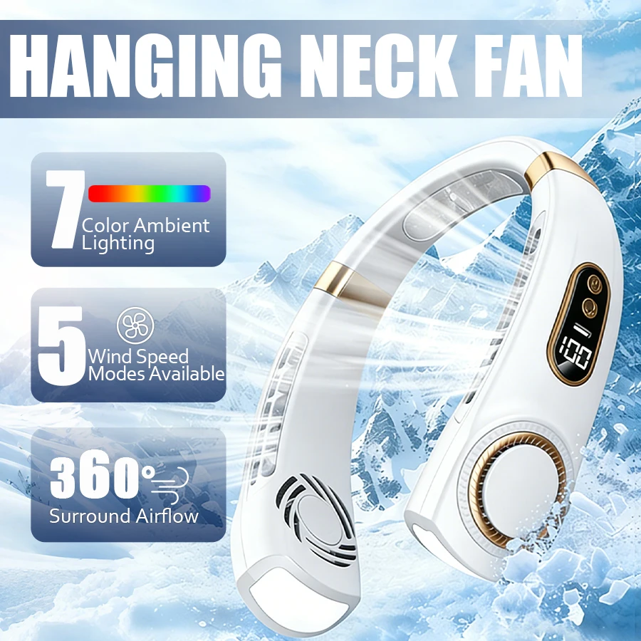 2026 New Portable Neck Fan, 5 Speeds, 7 Color Ambient Lights, Wearable USB Fan for Summer Outdoor Travel Cooling
2026 New Portable Neck Fan, 5 Speeds, 7 Color Ambient Lights, Wearable USB Fan for Summer Outdoor Travel Cooling