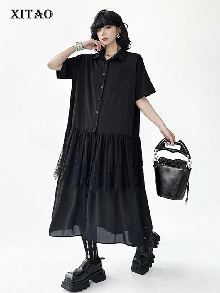 XITAO Lace Patchwork Gauze Single Breasted Dress Solid Color Turn-down Collar Short Sleeve Loose Women Slimming Dress ZMY1249
XITAO Lace Patchwork Gauze Single Breasted Dress Solid Color Turn-down Collar Short Sleeve Loose Women Slimming Dress ZMY1249