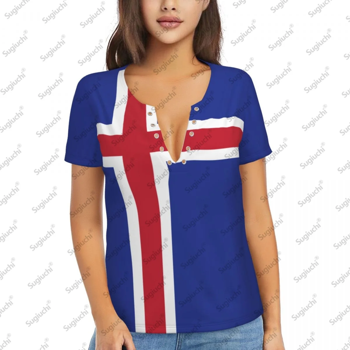2025 Iceland Flag Sexy Deep V Neck Women 3D Short Sleeve Fashion Tees Female Clothing Tops Girl Casual Blouse Tees
2025 Iceland Flag Sexy Deep V Neck Women 3D Short Sleeve Fashion Tees Female Clothing Tops Girl Casual Blouse Tees