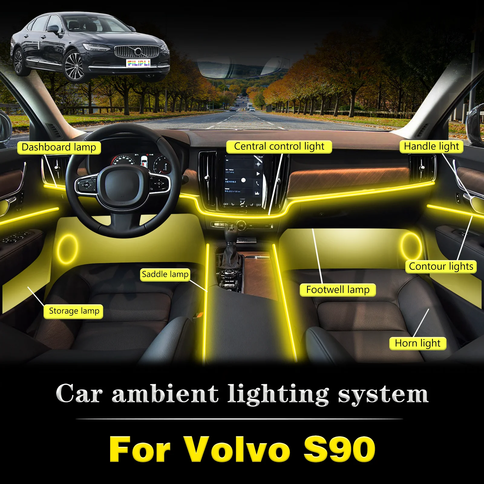 For Volvo S90 Smart Remote Control Car Interior Ambient Light RGB 64 Colors LED Energy Saving Efficient Lamp Kit
For Volvo S90 Smart Remote Control Car Interior Ambient Light RGB 64 Colors LED Energy Saving Efficient Lamp Kit