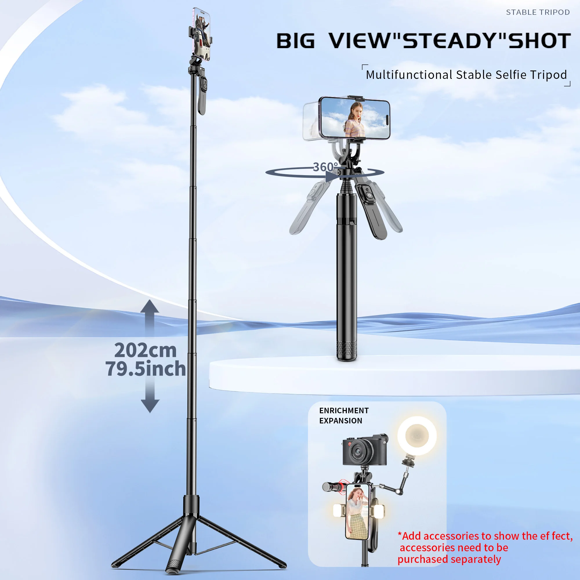 C08 2.02m Balanced Stable Shooting Expansion Tripod Selfie Stick Cellphone Holder Phone Stand Mobile Phone Stabilizer
C08 2.02m Balanced Stable Shooting Expansion Tripod Selfie Stick Cellphone Holder Phone Stand Mobile Phone Stabilizer