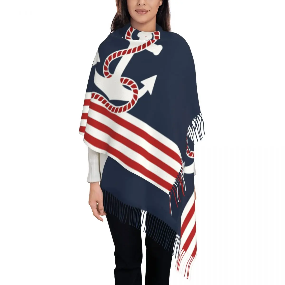 Nautical Red White Stripes And Red Anchor Tassel Scarf Women Soft Navy Navigation Shawl Wrap Ladies Winter Scarves
Nautical Red White Stripes And Red Anchor Tassel Scarf Women Soft Navy Navigation Shawl Wrap Ladies Winter Scarves