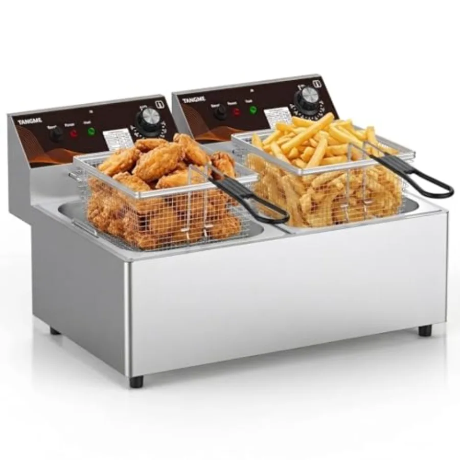 Commercial Electric Deep Fryer 20.7Qt Dual Tank Countertop Fryer with 2 Baskets 3600W Heavy Duty Stainless Steel UL Certified P
Commercial Electric Deep Fryer 20.7Qt Dual Tank Countertop Fryer with 2 Baskets 3600W Heavy Duty Stainless Steel UL Certified P