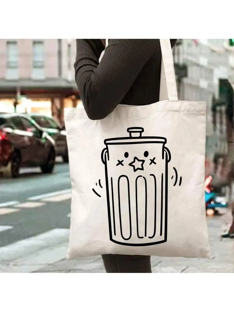 Large Capacity Canvas Tote Bag With Cute Trash Can Print Durable Washable No Closure Shoulder Bag For Shopping Travel Daily Use
Large Capacity Canvas Tote Bag With Cute Trash Can Print Durable Washable No Closure Shoulder Bag For Shopping Travel Daily Use