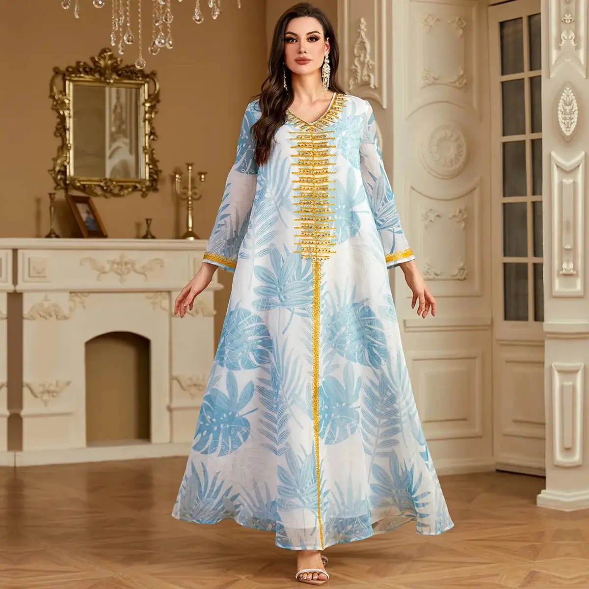 Muslim Women's 4235 Long Dress Fashion Printed Embroidered V-neck Dubai Abaya Dress Abaya Ramadan Dubai Luxury Islam Elegant
Muslim Women's 4235 Long Dress Fashion Printed Embroidered V-neck Dubai Abaya Dress Abaya Ramadan Dubai Luxury Islam Elegant