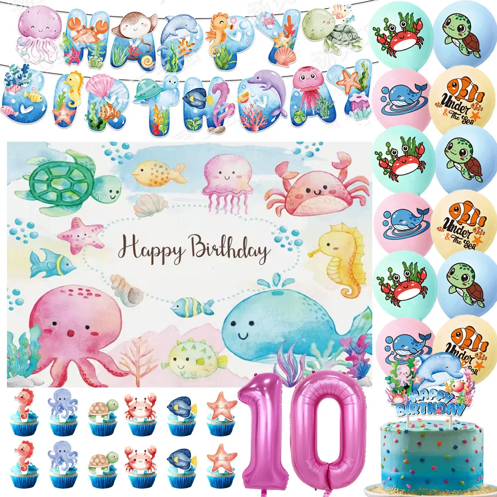 Милые океанские существа, тема, украшение для дня рождения, номер, воздушные шары, топпер для торта, мультяшный дельфин, фон для вечеринки, реквизит
Милые океанские существа, тема, украшение для дня рождения, номер, воздушные шары, топпер для торта, мультяшный дельфин, фон для вечеринки, реквизит