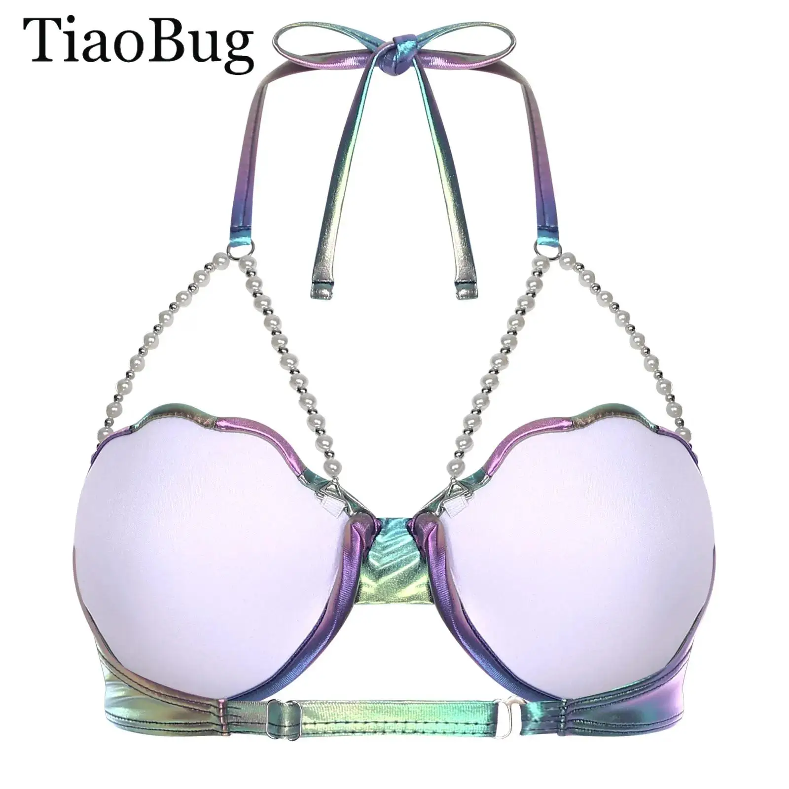 Womens Glitter Bikini Bra Halter Neck Sheel Mermaid Swimwear Bead Chains Padded Bra Swim Top for Hawaii Beach Party Bathing Suit
Womens Glitter Bikini Bra Halter Neck Sheel Mermaid Swimwear Bead Chains Padded Bra Swim Top for Hawaii Beach Party Bathing Suit