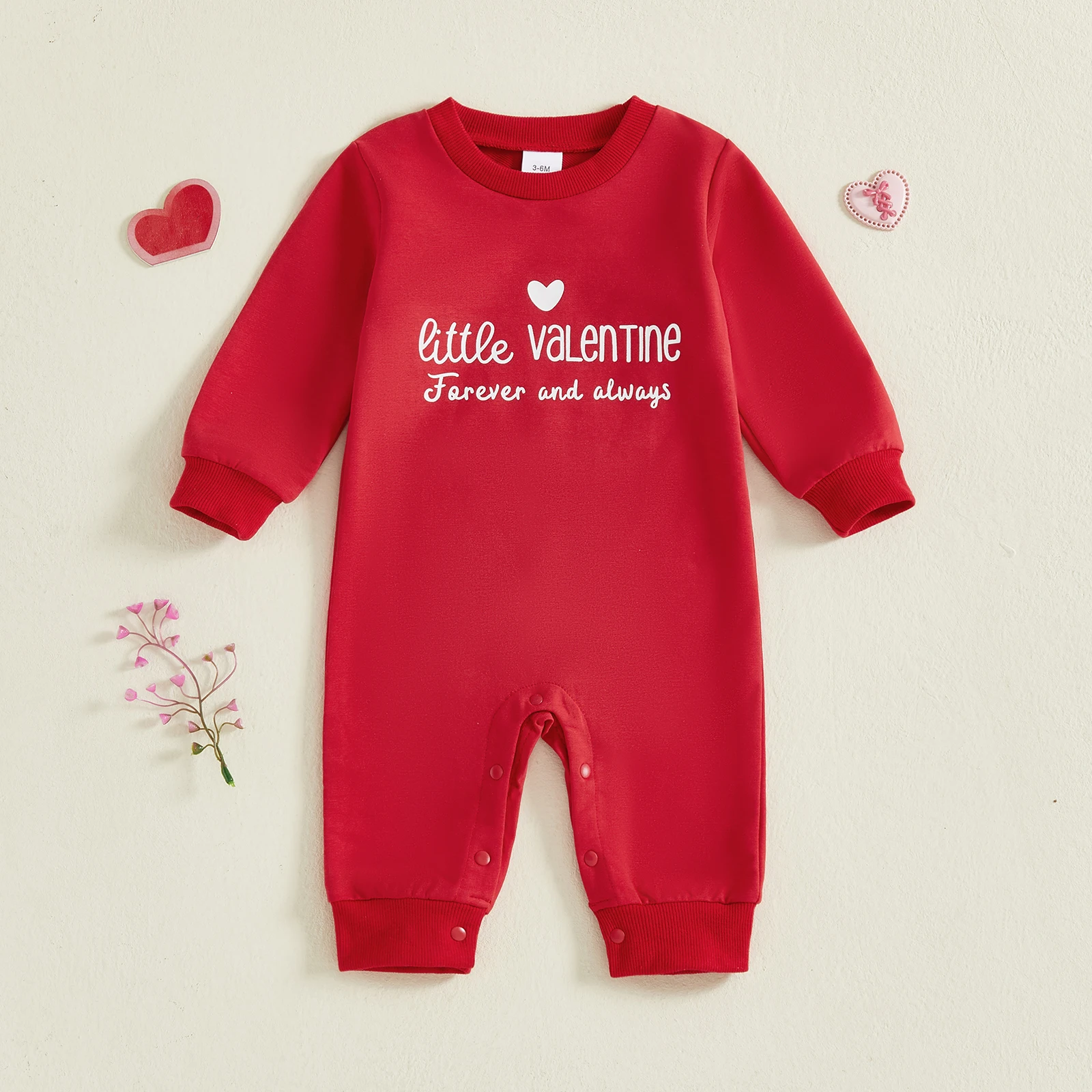 Valentine s Day Baby Romper with Heart Print and Ruffle Sleeves Round Neck Full Length Jumpsuit for Infants
Valentine s Day Baby Romper with Heart Print and Ruffle Sleeves Round Neck Full Length Jumpsuit for Infants