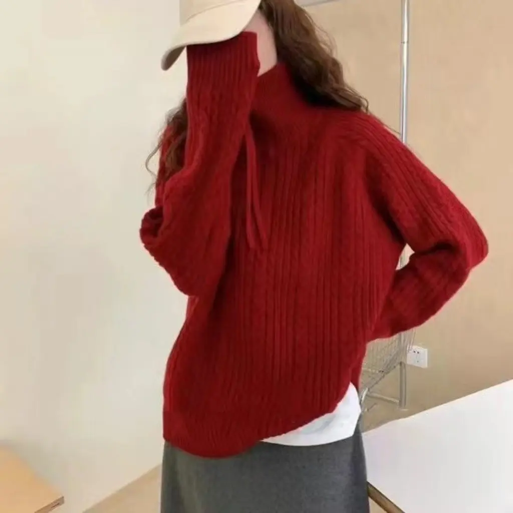 Women's Knitted Cardigan Korean-style Twist Collar Half-Zipper Autumn Winter Casual All-Match Lazy Style Coat Sweater
Women's Knitted Cardigan Korean-style Twist Collar Half-Zipper Autumn Winter Casual All-Match Lazy Style Coat Sweater