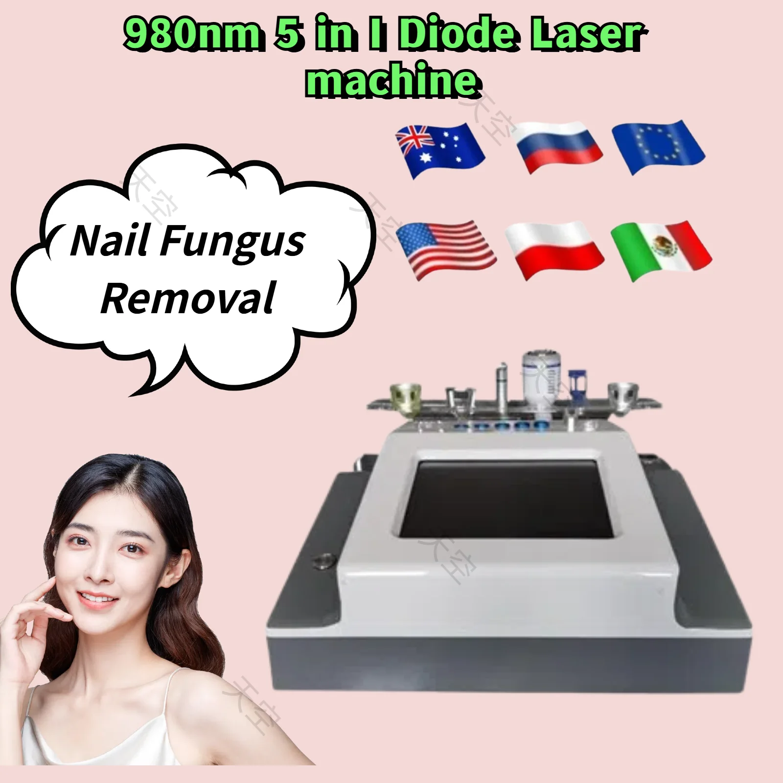 BEST 5 in 1 980nm Diode Laser Vascular Removal Machine Remove Spider Veins 980 Diode Laser Blood Vessels Removal Nail Fungus.
BEST 5 in 1 980nm Diode Laser Vascular Removal Machine Remove Spider Veins 980 Diode Laser Blood Vessels Removal Nail Fungus.