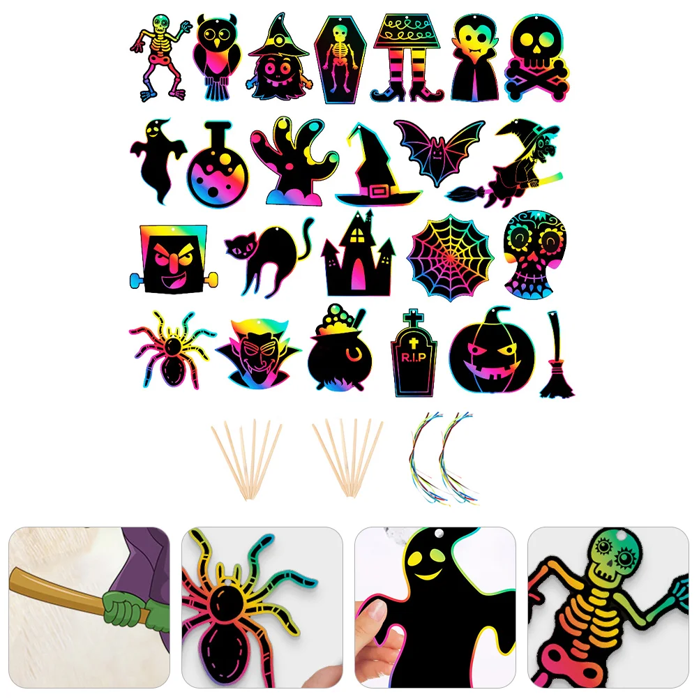 60 Pcs Halloween Scratch off Paper Kids Toy Toddler Party Funny Set Game for Wooden Stick Children
60 Pcs Halloween Scratch off Paper Kids Toy Toddler Party Funny Set Game for Wooden Stick Children
