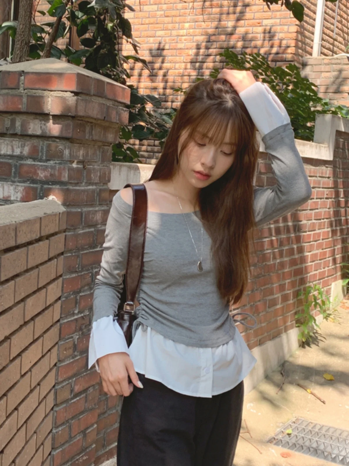 Women's Long Sve One oulder T-irt Splice Dstring Waist Slimming oulder Top Korean Sle Commute Faion
Women's Long Sve One oulder T-irt Splice Dstring Waist Slimming oulder Top Korean Sle Commute Faion