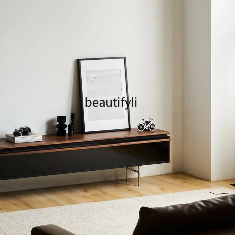 Slate black walnut solid wood wabi sabi wind black minimalist coffee table combination modern simplicity
Slate black walnut solid wood wabi sabi wind black minimalist coffee table combination modern simplicity