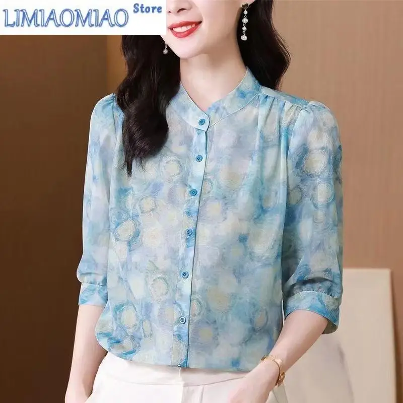 Новая элегантная однобортная шифоновая рубашка с фрагментарным покрытием, женская летняя рубашка с рукавом 3/4, новая свободная и тонкая рубашка, закрывающий топ, маленькая рубашка
Новая элегантная однобортная шифоновая рубашка с фрагментарным покрытием, женская летняя рубашка с рукавом 3/4, новая свободная и тонкая рубашка, закрывающий топ, маленькая рубашка