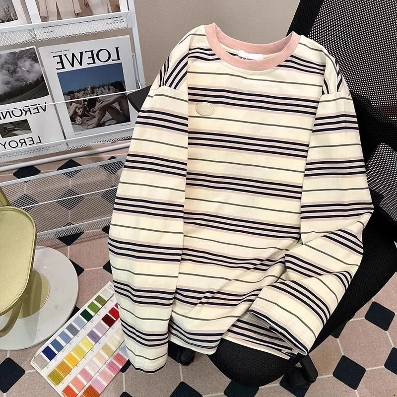 plus Size 300 Pou Women's Korean Sle Loose Long Sve round Ne T-irt Spring Autumn Season Color Blo Striped Top
plus Size 300 Pou Women's Korean Sle Loose Long Sve round Ne T-irt Spring Autumn Season Color Blo Striped Top