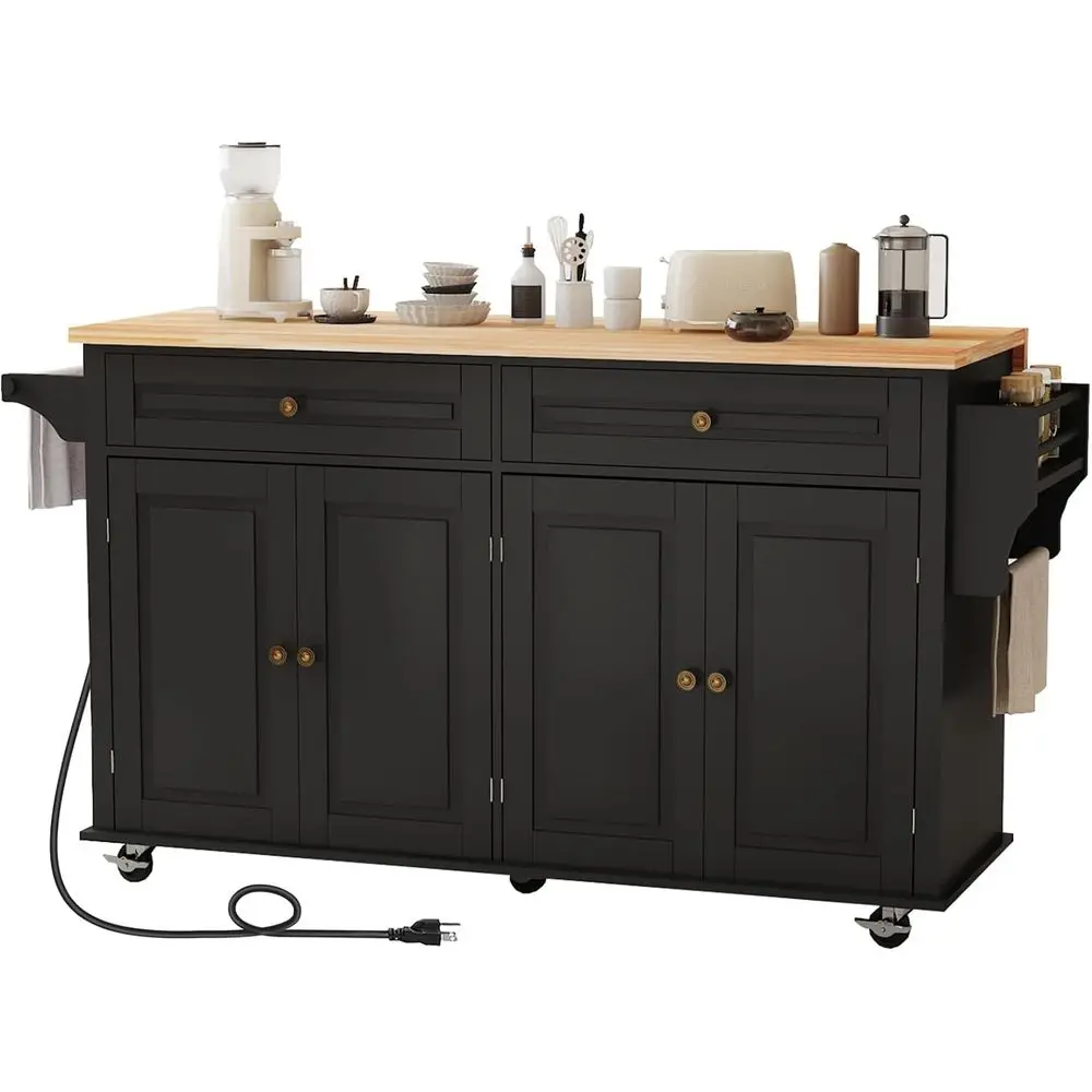 67 Adjustable Kitchen Island with Drop Leaf, Lockable Rolling Cart, 2 Shelves, Spice Rack, Towel Bar, Black
67 Adjustable Kitchen Island with Drop Leaf, Lockable Rolling Cart, 2 Shelves, Spice Rack, Towel Bar, Black