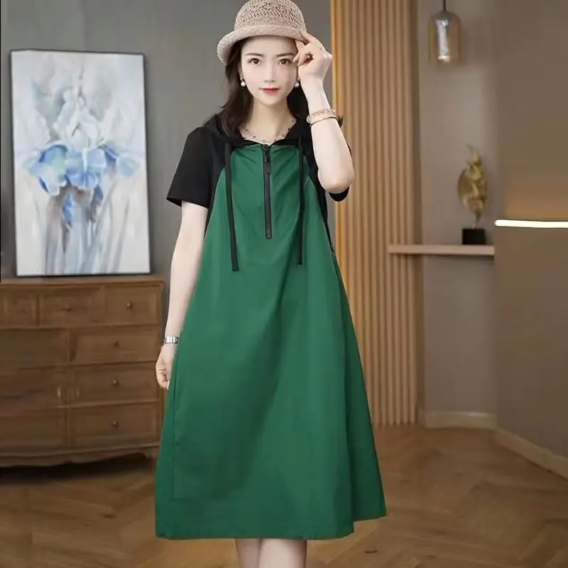 Fashion Pockets Spliced Zipper Lace Up Hooded Casual Dresses Women's Clothing 2024 Summer Loose Commuter Short Sleeve Dress
Fashion Pockets Spliced Zipper Lace Up Hooded Casual Dresses Women's Clothing 2024 Summer Loose Commuter Short Sleeve Dress