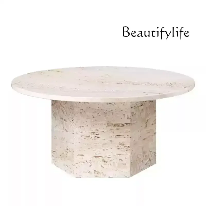 V Wabi Sand Wind Travertine Coffee Table Sofa Small Apartment High-end Round Tea Table Model Room Small Tea Table
V Wabi Sand Wind Travertine Coffee Table Sofa Small Apartment High-end Round Tea Table Model Room Small Tea Table