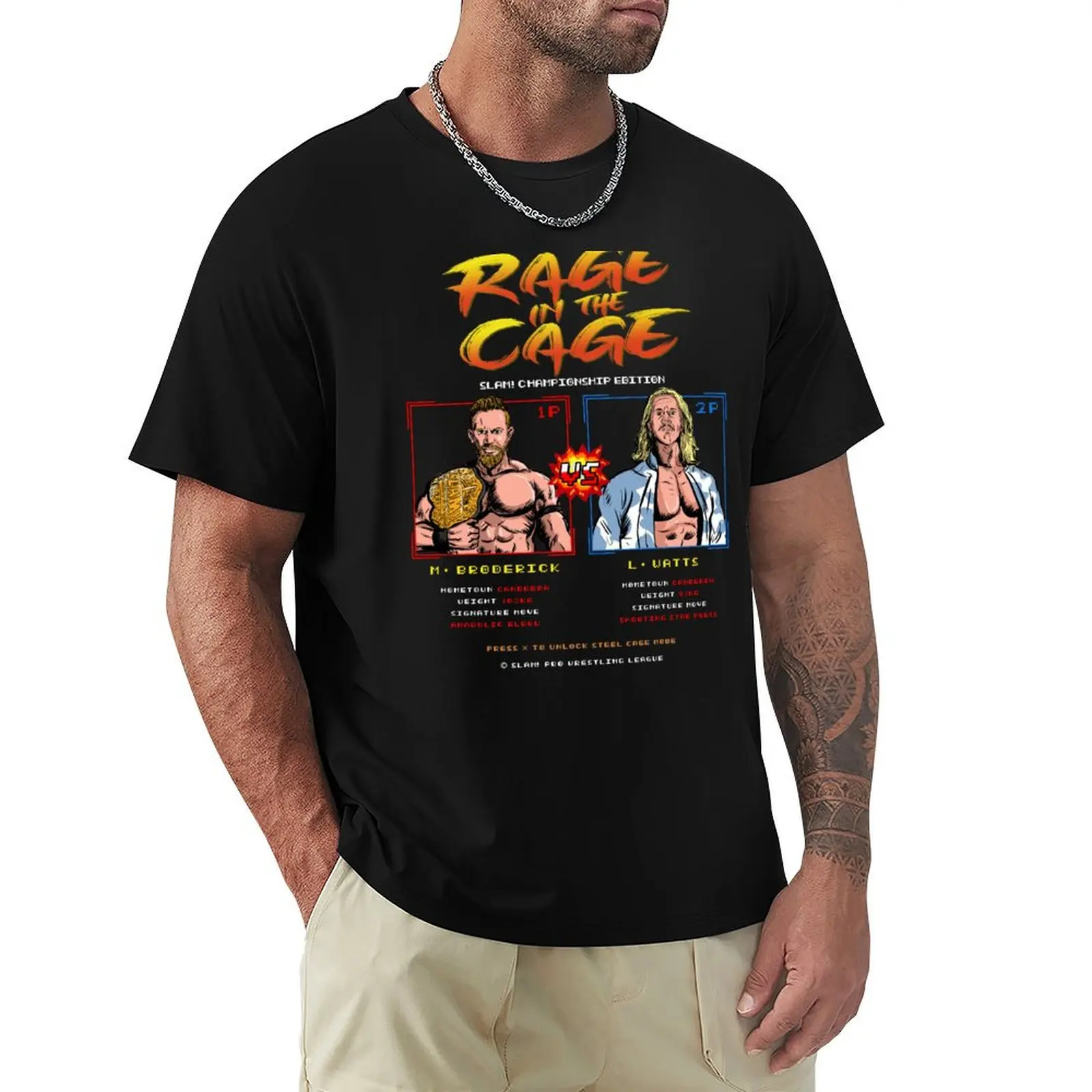 SLAM! Pro Wrestling League Mikey Broderick vs Luke Watts Cage Match T-Shirt Classic Crew Neck Cotton T-Shirt
SLAM! Pro Wrestling League Mikey Broderick vs Luke Watts Cage Match T-Shirt Classic Crew Neck Cotton T-Shirt