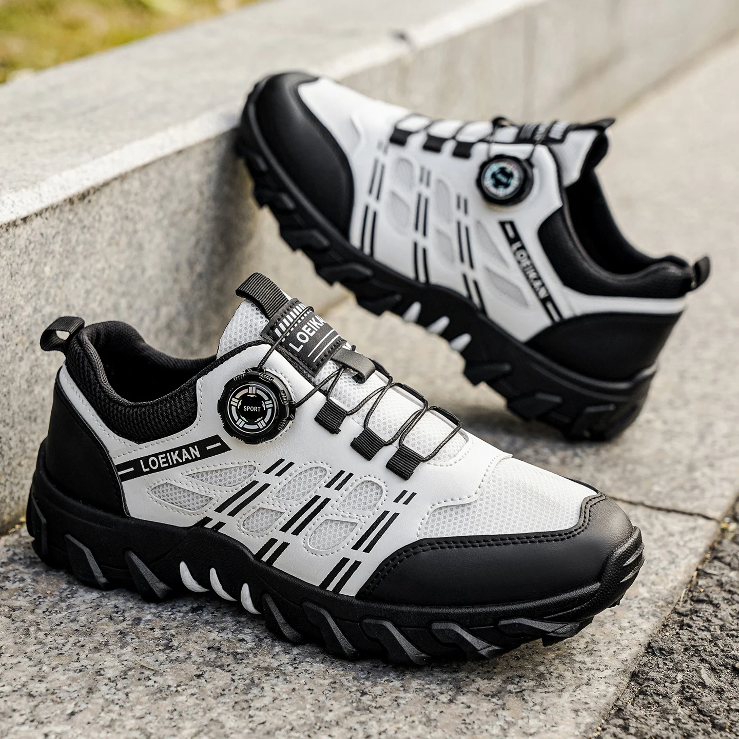 Men's All-Season Outdoor Casual Hiking Shoes, Comfortable Breathable Slip-On Design with Rotating Buckle, Thick-Soled PVC Sneake
Men's All-Season Outdoor Casual Hiking Shoes, Comfortable Breathable Slip-On Design with Rotating Buckle, Thick-Soled PVC Sneake
