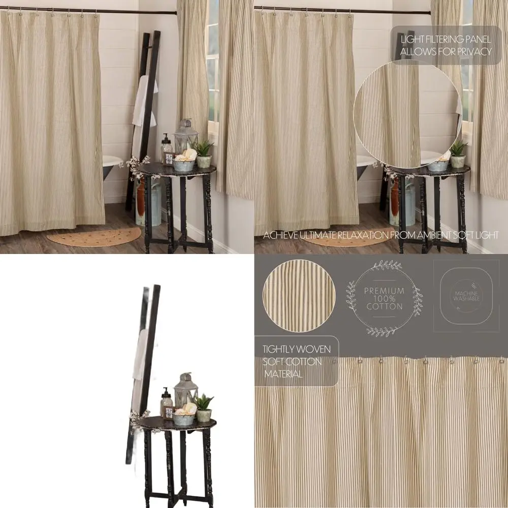 Farmhouse Style Ticking Stripe Shower Curtain, 72x72 with Buttonholes, Charcoal
Farmhouse Style Ticking Stripe Shower Curtain, 72x72 with Buttonholes, Charcoal