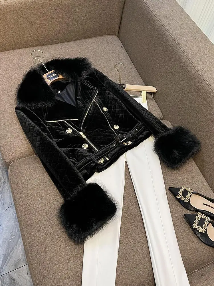 Detachable Fur Collar Jaet Double Zipper Velvet Motorcycle Coat Women's Commute Sle ort Length Pure Color A8
Detachable Fur Collar Jaet Double Zipper Velvet Motorcycle Coat Women's Commute Sle ort Length Pure Color A8