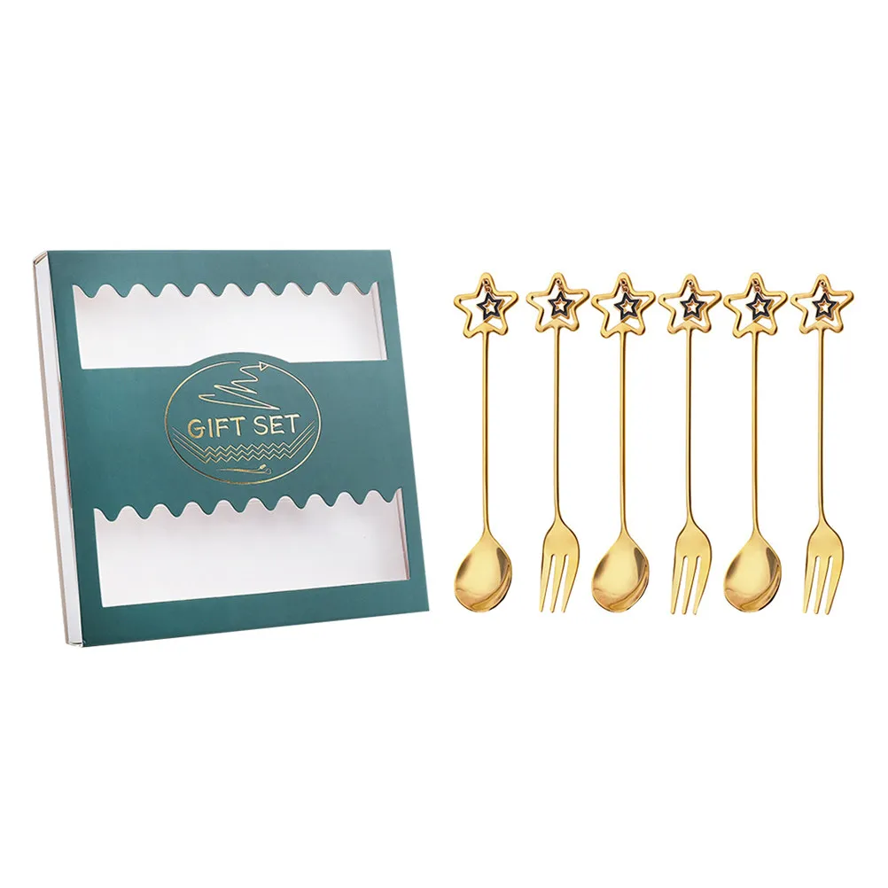 6Pcs Mirror Polished Star Pendant Spoon and Fork Set for Coffee Dessert Ice Cream Stirring Fruit Serving Gift Packaging
6Pcs Mirror Polished Star Pendant Spoon and Fork Set for Coffee Dessert Ice Cream Stirring Fruit Serving Gift Packaging