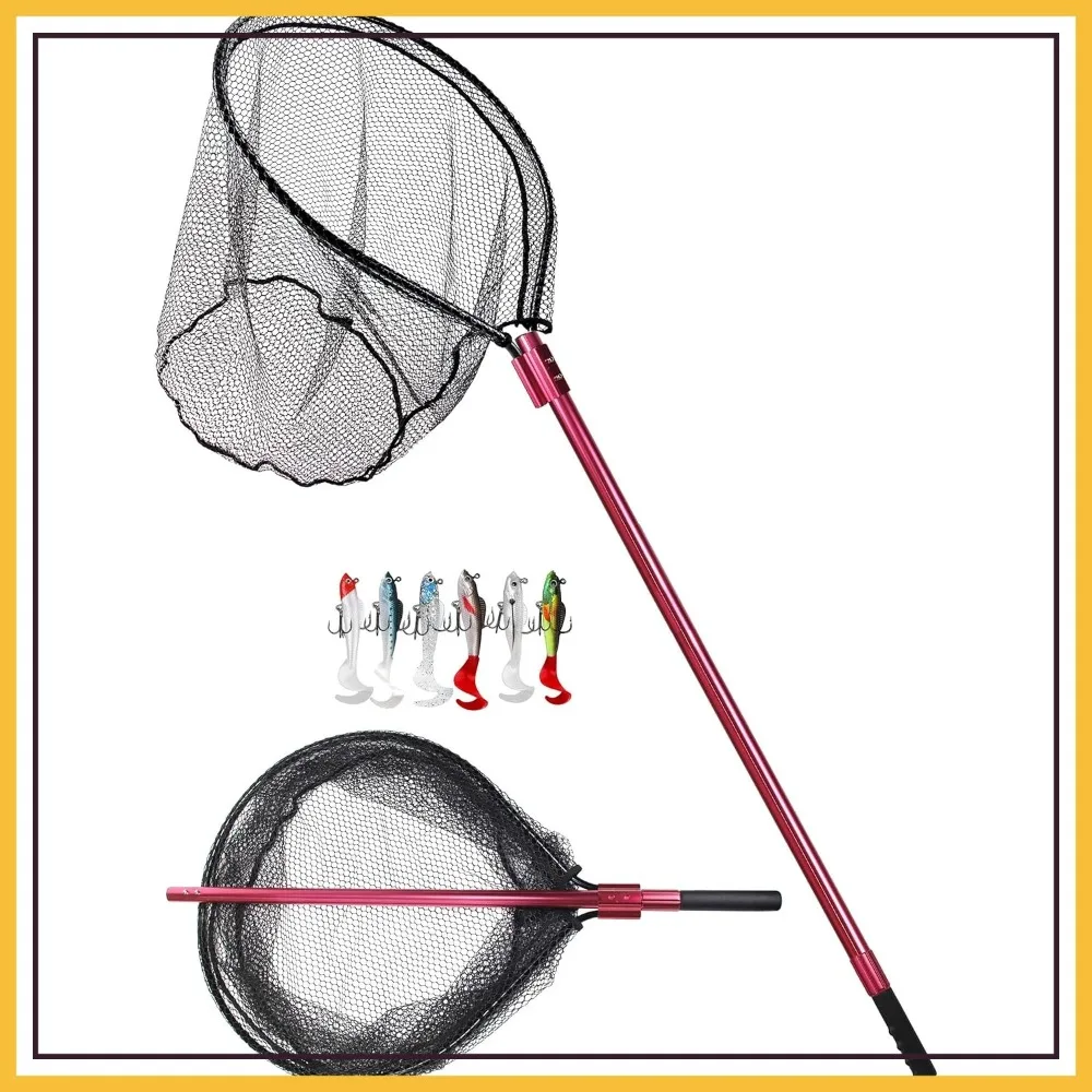 Heavy Duty Large Rubber Fishing Net with Aluminum Frame, Telescoping Handle 72-94in, Includes 6 Soft Jig Swimbaits
Heavy Duty Large Rubber Fishing Net with Aluminum Frame, Telescoping Handle 72-94in, Includes 6 Soft Jig Swimbaits