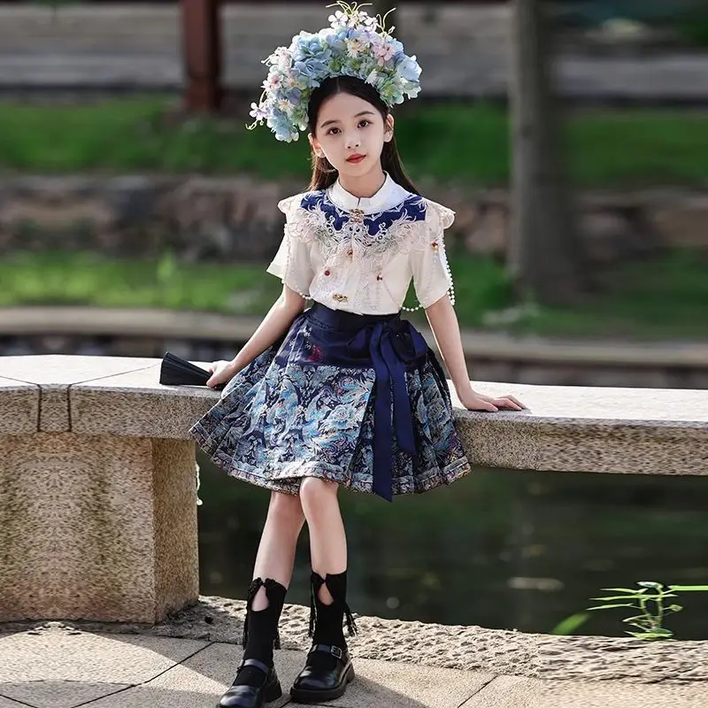 2025 New Children's Chinese style Horse Face Skirt Top 2-piece Set Girls' Spring/Summer Clothing Ancient Style Hanfu Set LH662
2025 New Children's Chinese style Horse Face Skirt Top 2-piece Set Girls' Spring/Summer Clothing Ancient Style Hanfu Set LH662