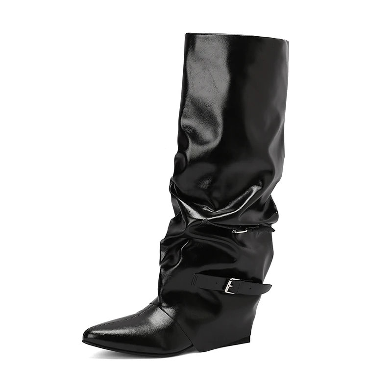 Women Mid Calf Boots European Style Wedge Shoes Spring Autumn Boots Internet Celebrity Thick Heeld Boots Pointed Toe
Women Mid Calf Boots European Style Wedge Shoes Spring Autumn Boots Internet Celebrity Thick Heeld Boots Pointed Toe