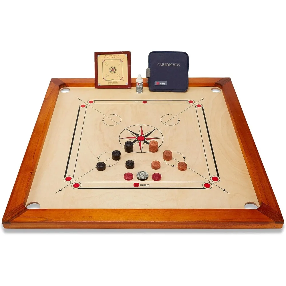 33 x 33” Official Size Playing Board Including Carrom Men, Striker & Powder - Hardwood Edges for Better Rebound
33 x 33” Official Size Playing Board Including Carrom Men, Striker & Powder - Hardwood Edges for Better Rebound
