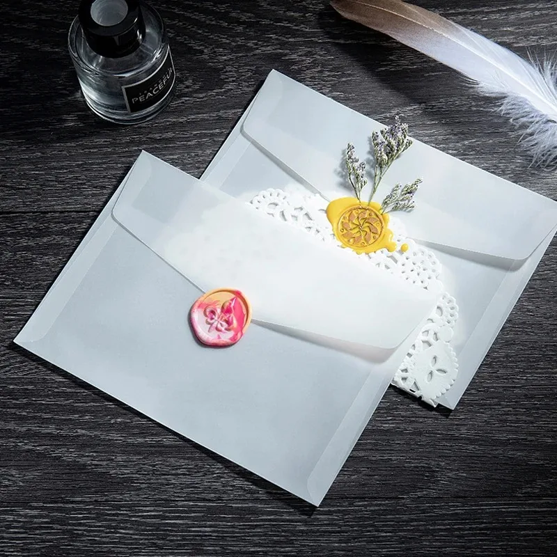 10PCS/Lot Semi-transparent Sulfuric Acid Paper Envelopes For DIY Postcard Card Storage Wedding Invitation Gift Packing 
10PCS/Lot Semi-transparent Sulfuric Acid Paper Envelopes For DIY Postcard Card Storage Wedding Invitation Gift Packing