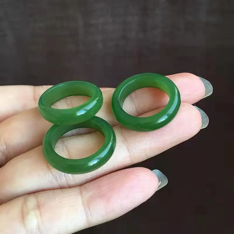 Hetian Jade Jasper Ring Spinach Green Men's and Women's Jade Ring Tail Ring Chinese Style
Hetian Jade Jasper Ring Spinach Green Men's and Women's Jade Ring Tail Ring Chinese Style