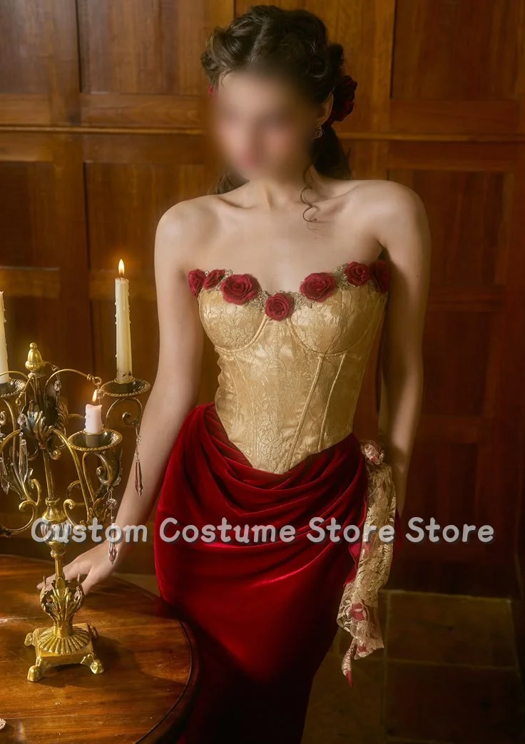 Burgundy and Gold Vintage Baroque-Style Evening Dress with Strapless Off-the-Shoulder customized 3D Rose Lace Corset and Velvet
Burgundy and Gold Vintage Baroque-Style Evening Dress with Strapless Off-the-Shoulder customized 3D Rose Lace Corset and Velvet