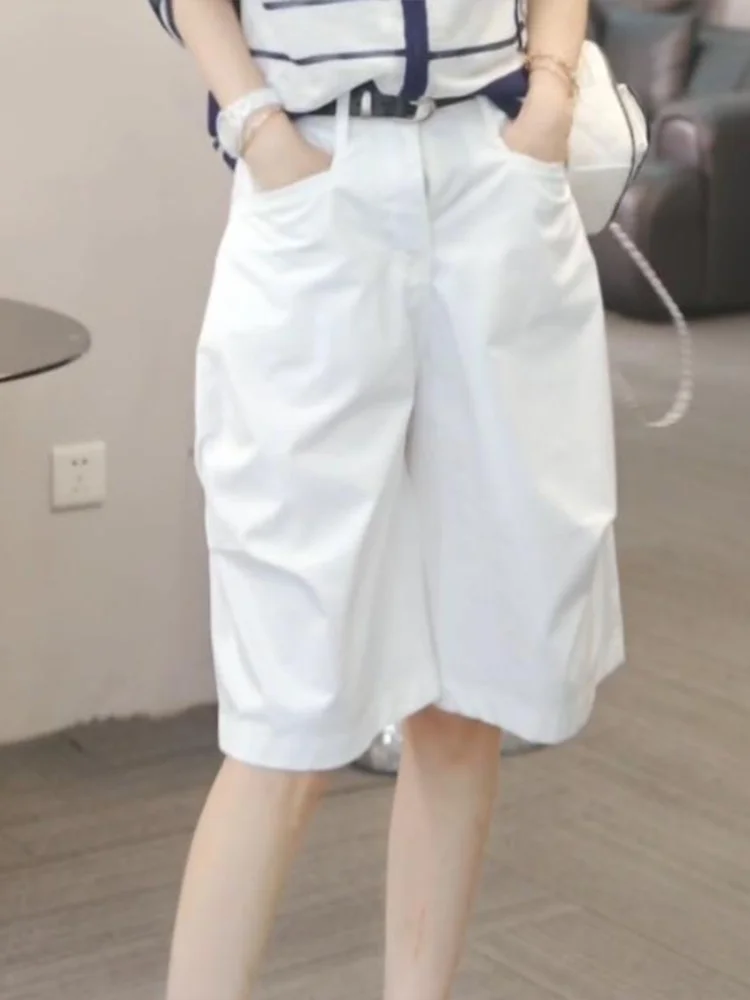 Advanced Design Pleated 5-Part Casual Pants Women's Wide Leg Straight Cut Summer New Style Commute Korean Style Natural Waist
Advanced Design Pleated 5-Part Casual Pants Women's Wide Leg Straight Cut Summer New Style Commute Korean Style Natural Waist