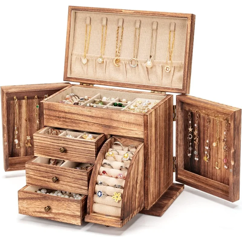 Jewelry Box Organizer, Solid Wood Jewelry Boxes for Women for Storage & Display Necklace Ring Earring Bracelet, Rustic Style Jew
Jewelry Box Organizer, Solid Wood Jewelry Boxes for Women for Storage & Display Necklace Ring Earring Bracelet, Rustic Style Jew