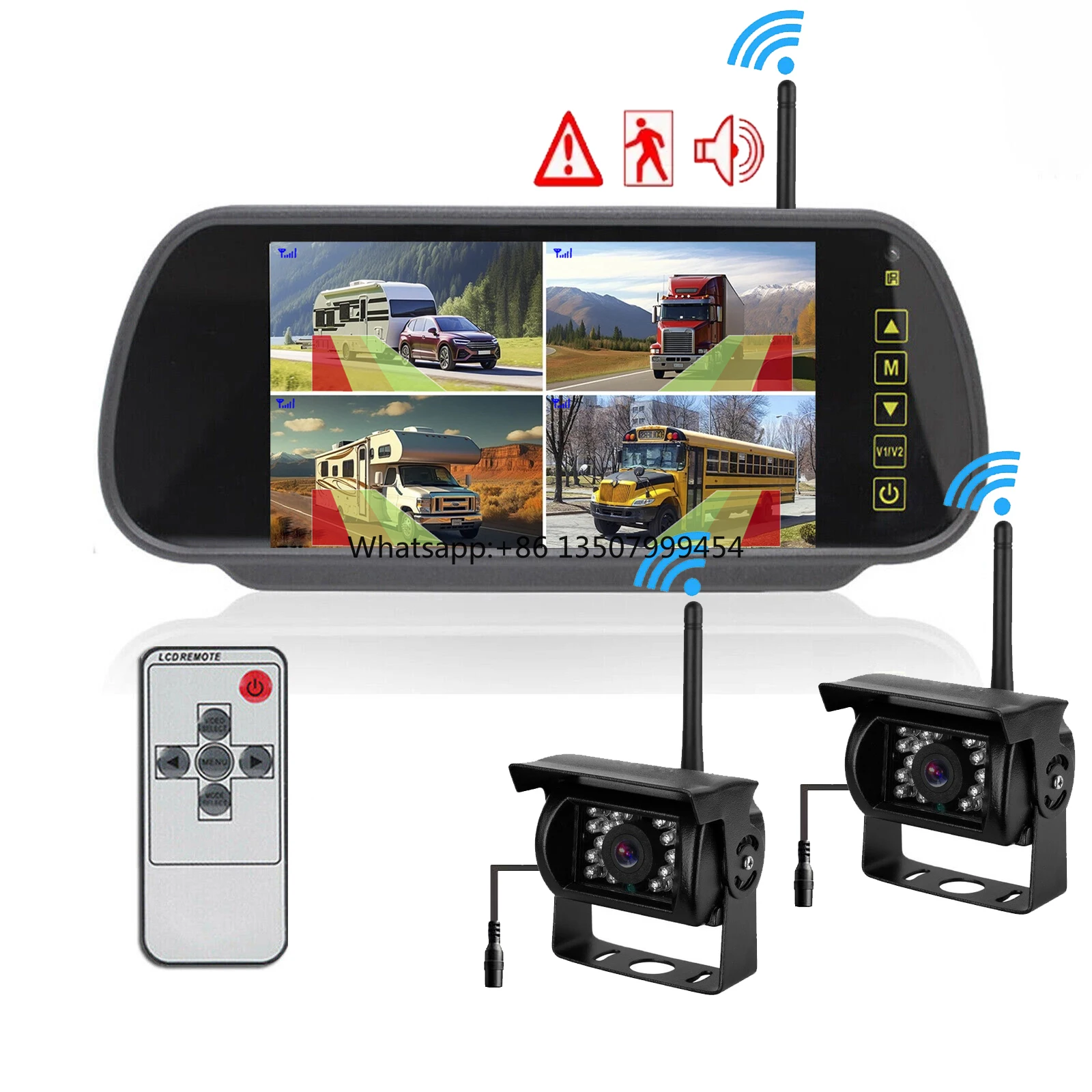 Digital Wireless 7 Inch Car Rear View Mirror Monitor 4ch BSD Ai Detection Sound Alarm 2x Reversing Backup Camera for Truck Rvs
Digital Wireless 7 Inch Car Rear View Mirror Monitor 4ch BSD Ai Detection Sound Alarm 2x Reversing Backup Camera for Truck Rvs