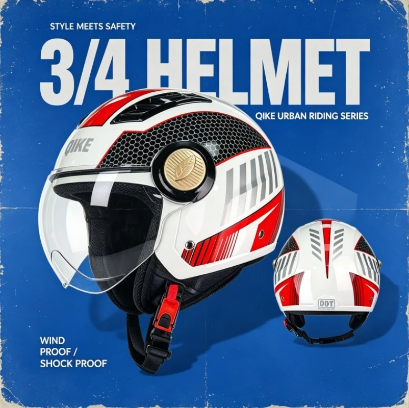QIKE Lightweight for Men Women Stylish 3/4 Motorbike Helmet Cold-Proof Winter Anti-Impact Electric Scooter Safety Crash Helmet
QIKE Lightweight for Men Women Stylish 3/4 Motorbike Helmet Cold-Proof Winter Anti-Impact Electric Scooter Safety Crash Helmet