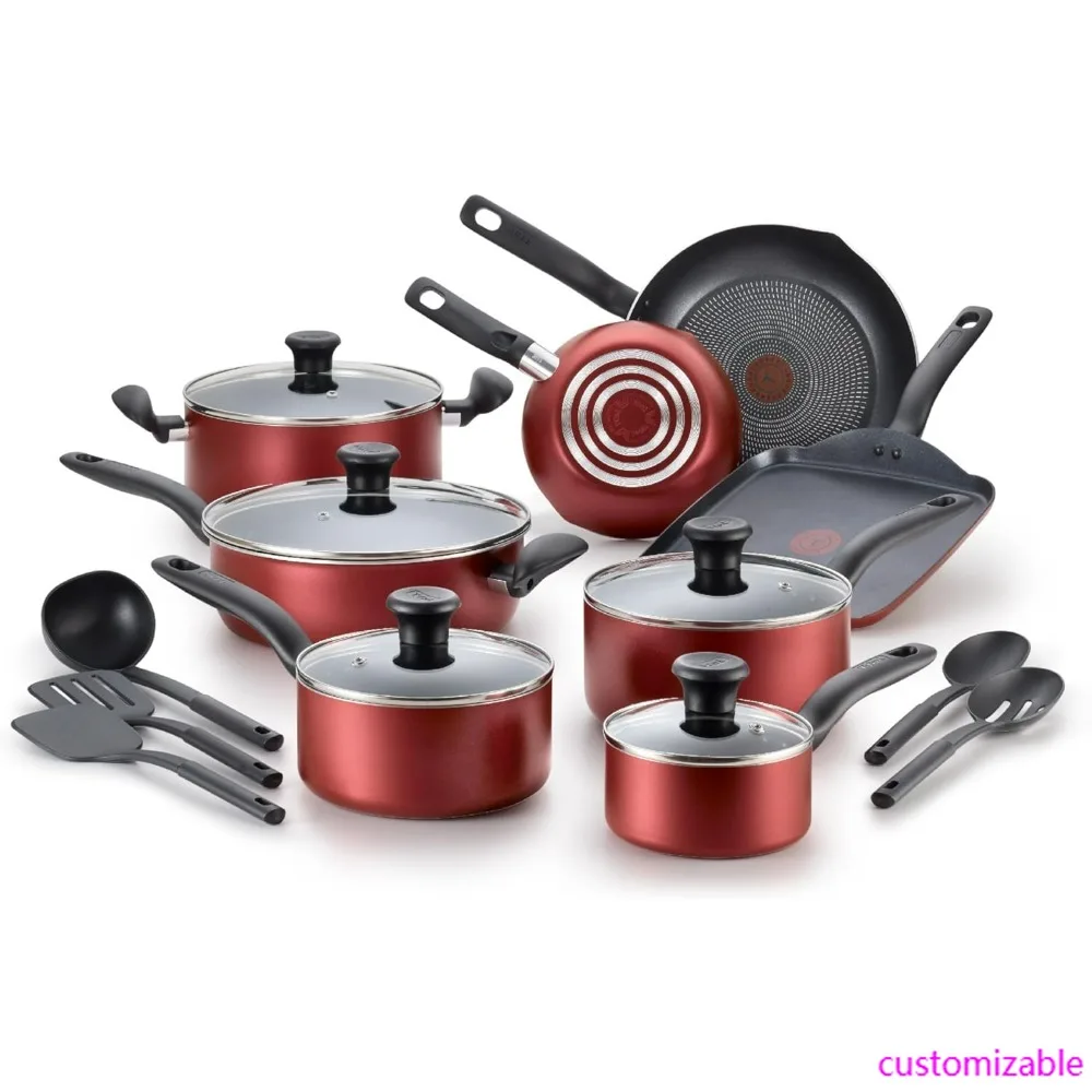 18-Piece Nonstick Cookware Set, Oven and Broiler Safe up to 350F, Complete Kitchen Cooking Set with Frying Pans, Saucepans
18-Piece Nonstick Cookware Set, Oven and Broiler Safe up to 350F, Complete Kitchen Cooking Set with Frying Pans, Saucepans