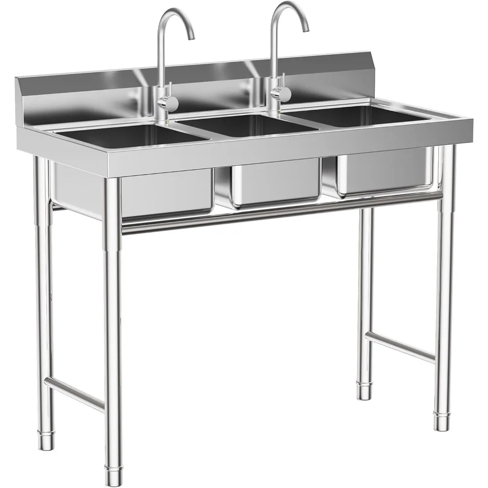 Free-Standing Triple Compartment Sink for Commercial Kitchens, 39x18x35.8 Inches, Ideal for Restaurant and Catering Use
Free-Standing Triple Compartment Sink for Commercial Kitchens, 39x18x35.8 Inches, Ideal for Restaurant and Catering Use