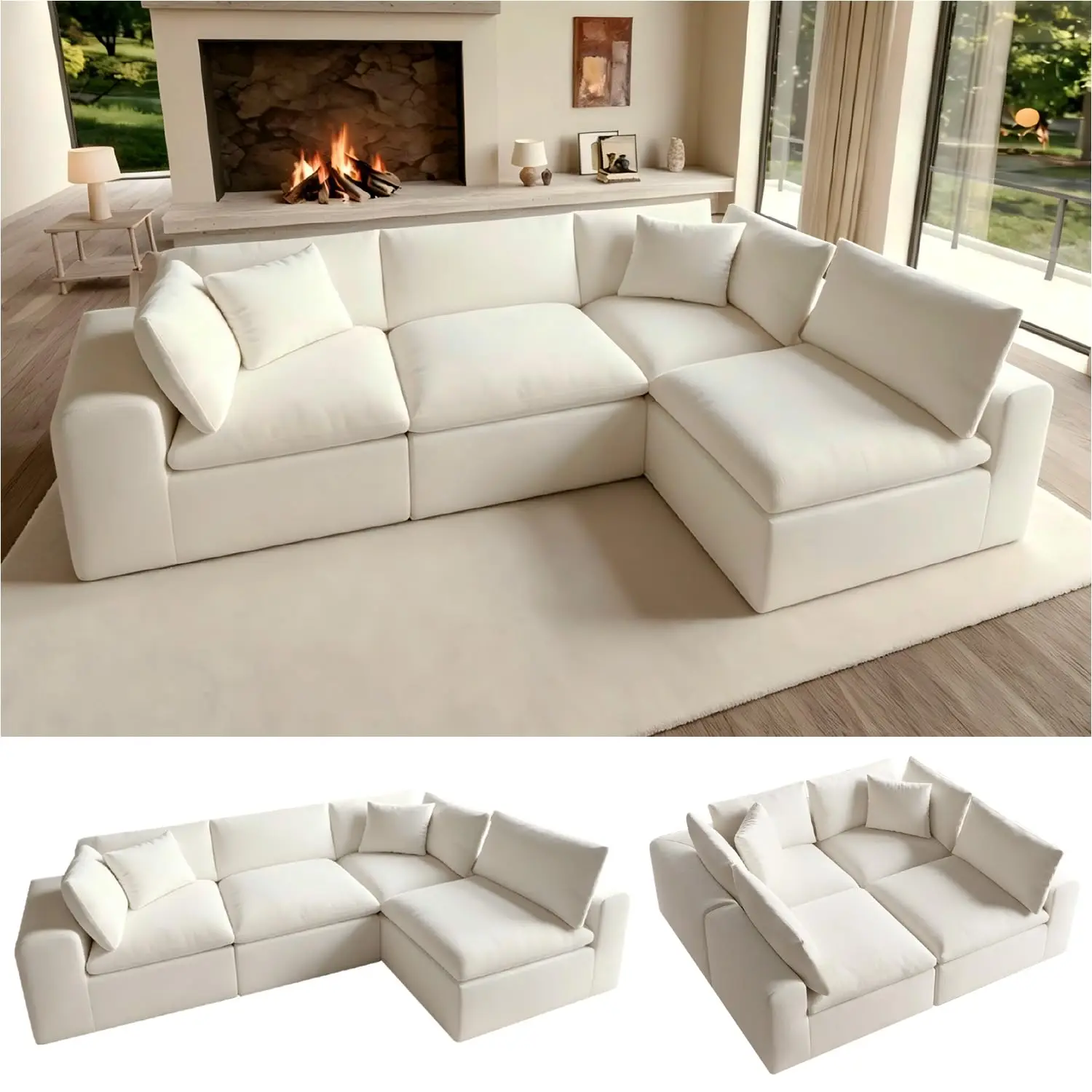 Modern L-Shape Deep Seat 4-Seater Washable Fabric Sectional Sofa Living Room No Assembly White,Customized
Modern L-Shape Deep Seat 4-Seater Washable Fabric Sectional Sofa Living Room No Assembly White,Customized