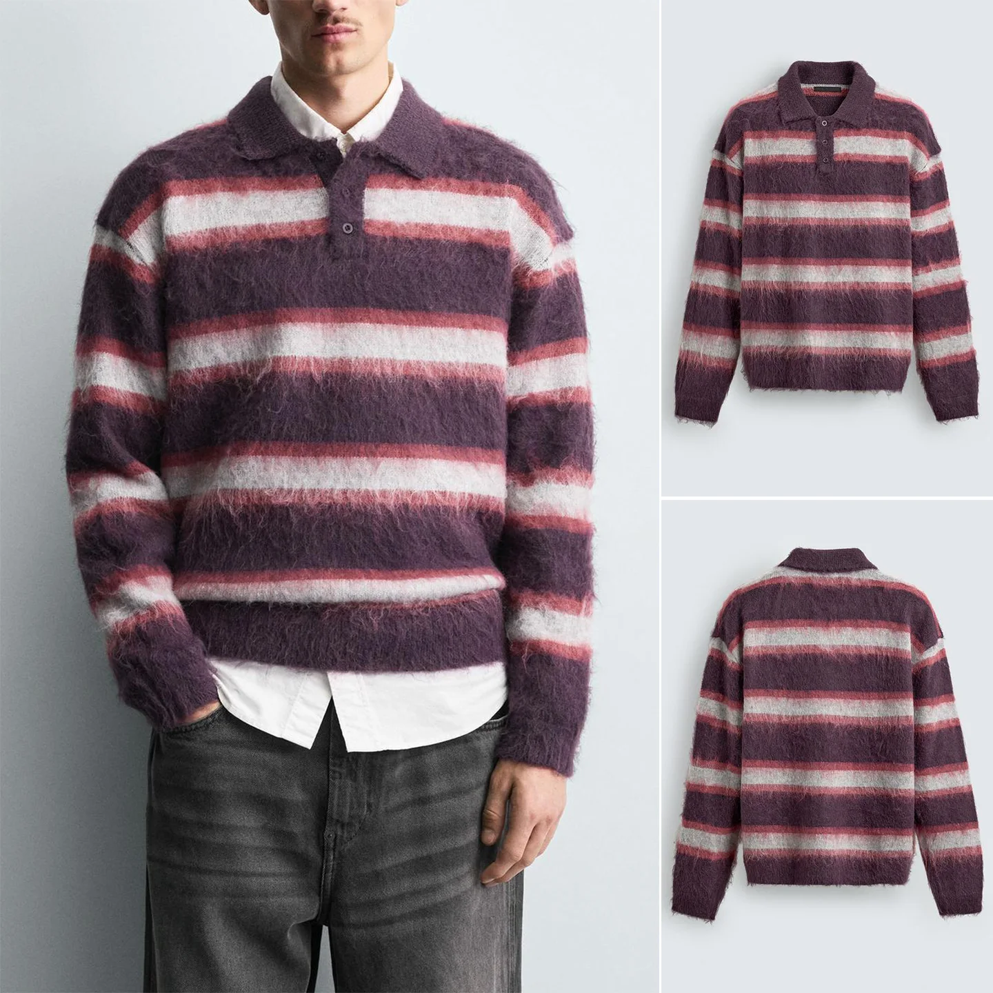 New Winter Men's Knitted Fce Long Sve irt Casual Sle Polyester Fabric Comfortable Breathable Stripe Pattern
New Winter Men's Knitted Fce Long Sve irt Casual Sle Polyester Fabric Comfortable Breathable Stripe Pattern