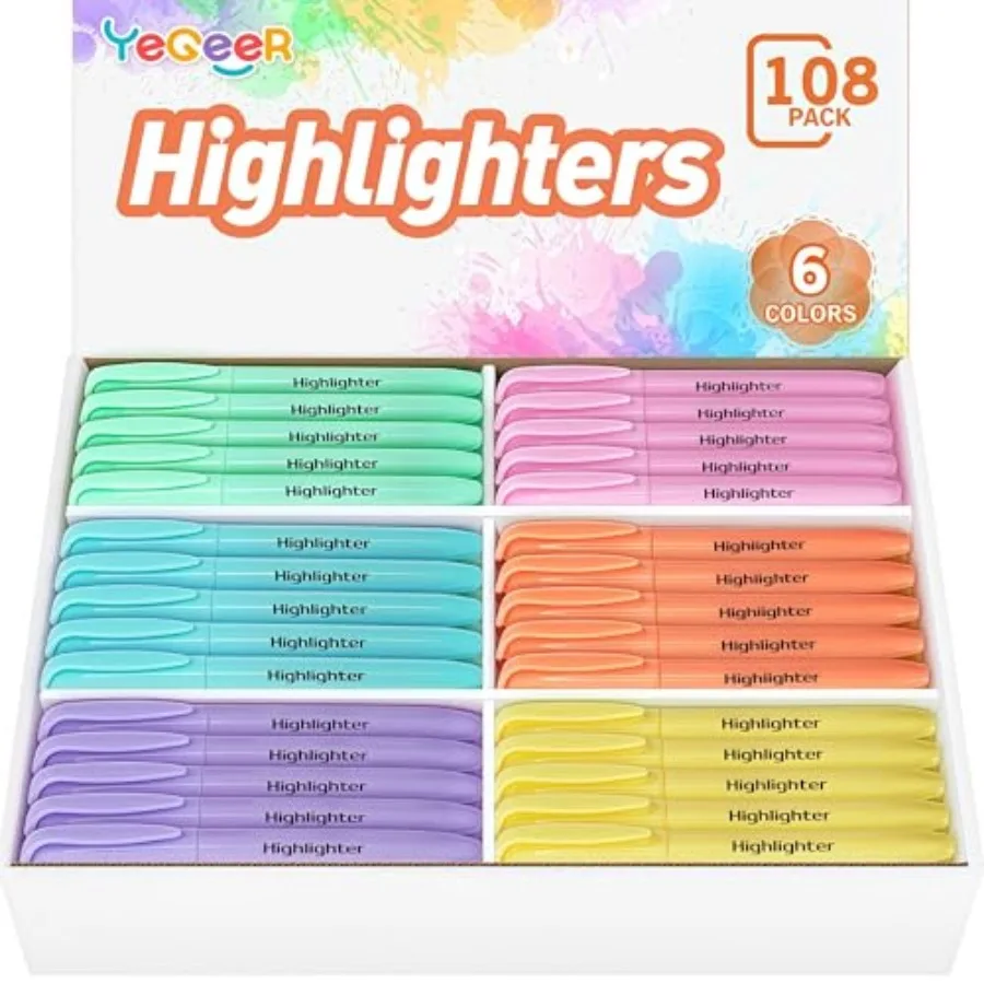 Highlighters Bulk, Chisel Tip Dry-Quickly Highlighter Markers, 08 Count-6 Assorted Colors Highlighters Bulk Pack for Adult,Offi
Highlighters Bulk, Chisel Tip Dry-Quickly Highlighter Markers, 08 Count-6 Assorted Colors Highlighters Bulk Pack for Adult,Offi