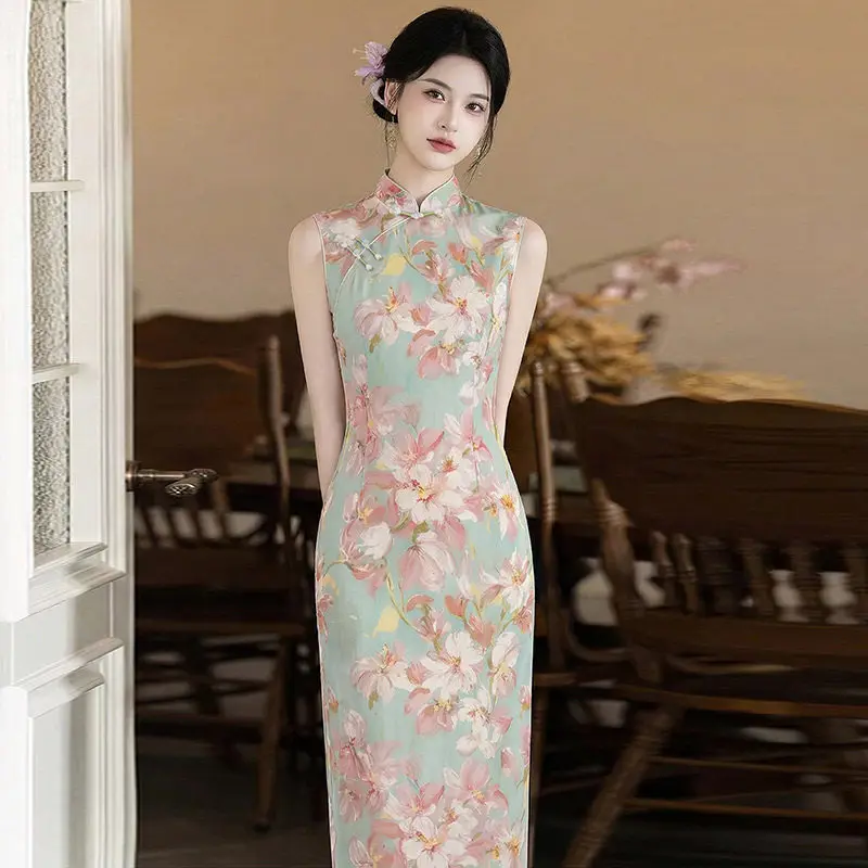Pink Sleeveless Chinese Style Long Cheongsam Improved Young New Women's High-end Summer Qipao Dress
Pink Sleeveless Chinese Style Long Cheongsam Improved Young New Women's High-end Summer Qipao Dress