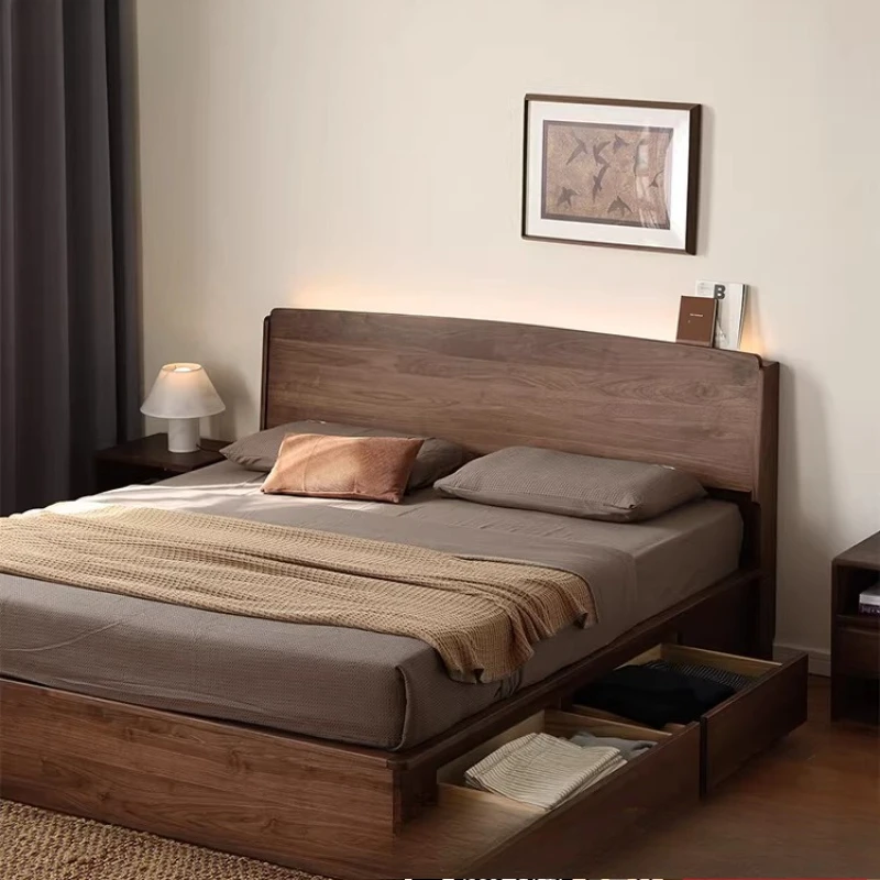 Кровать из массива дерева с высоким ящиком для хранения, современная, простая, двуспальная.
Кровать из массива дерева с высоким ящиком для хранения, современная, простая, двуспальная.