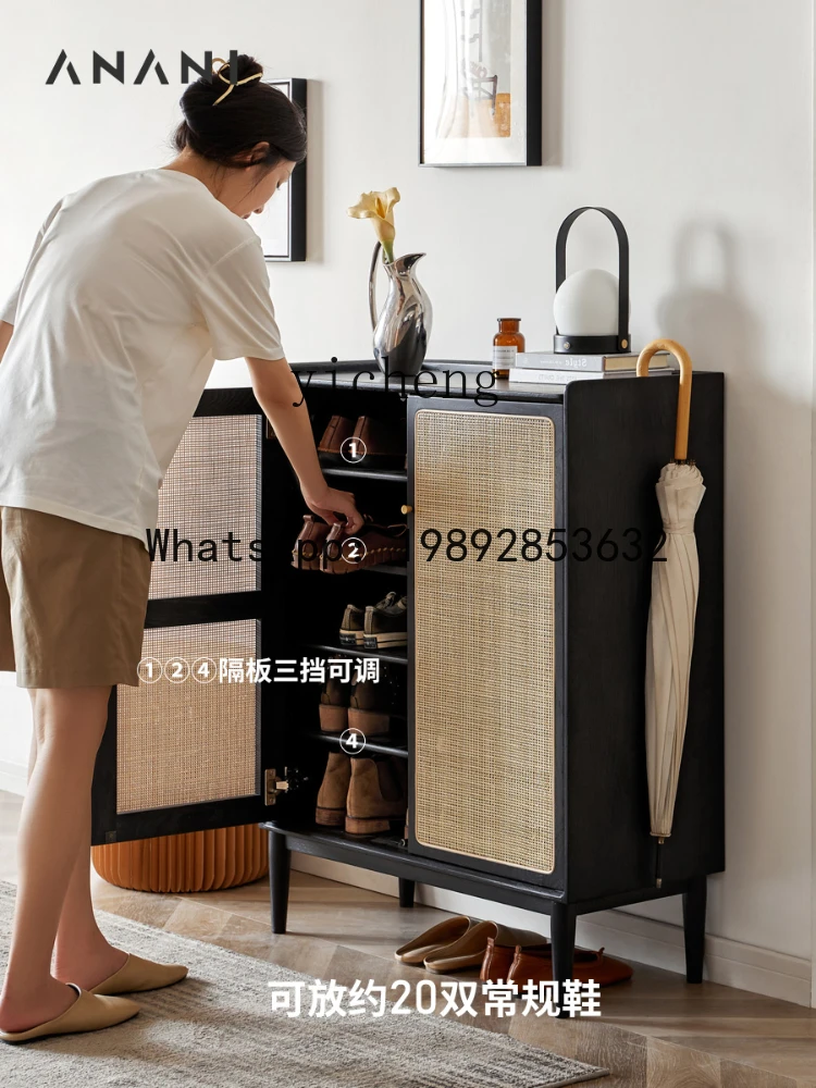 LYY Solid Wood Locker Home Storage Shoe Rack Black Vintage Rattan Entrance Cabinet
LYY Solid Wood Locker Home Storage Shoe Rack Black Vintage Rattan Entrance Cabinet